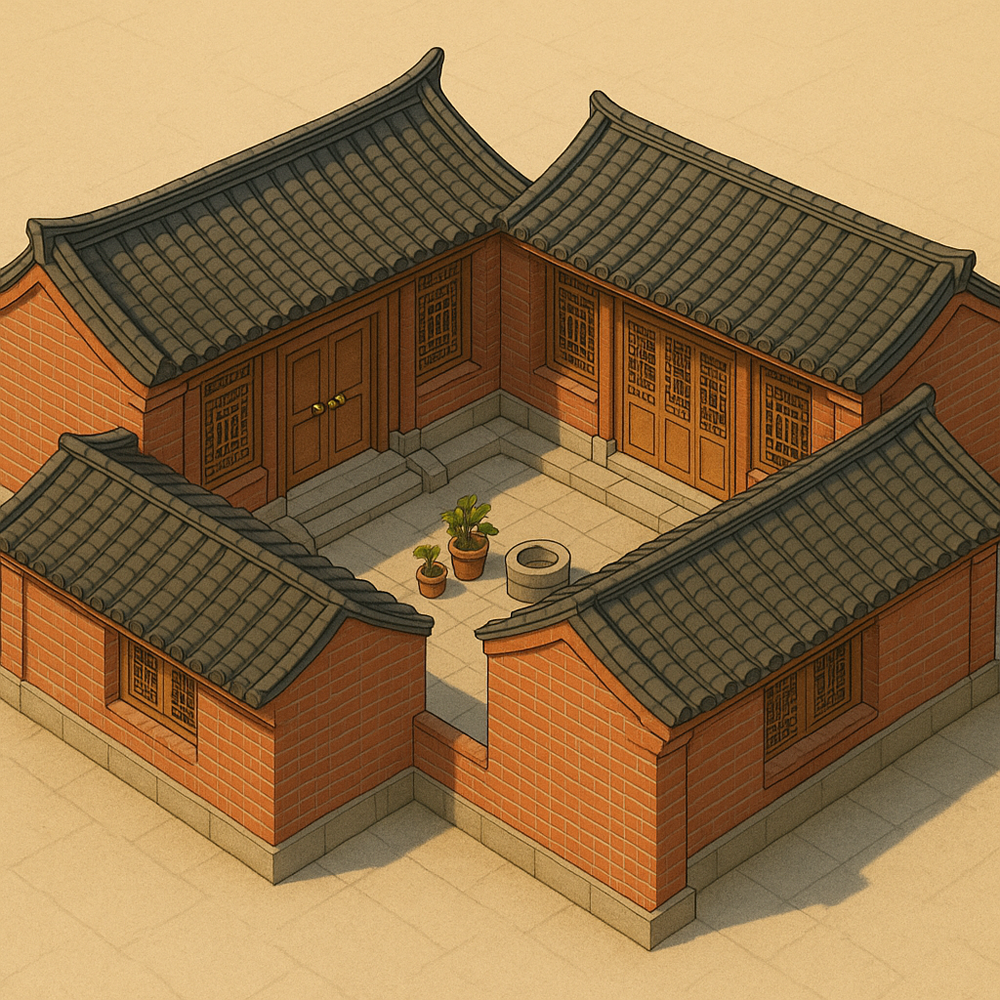 三合院のイラスト