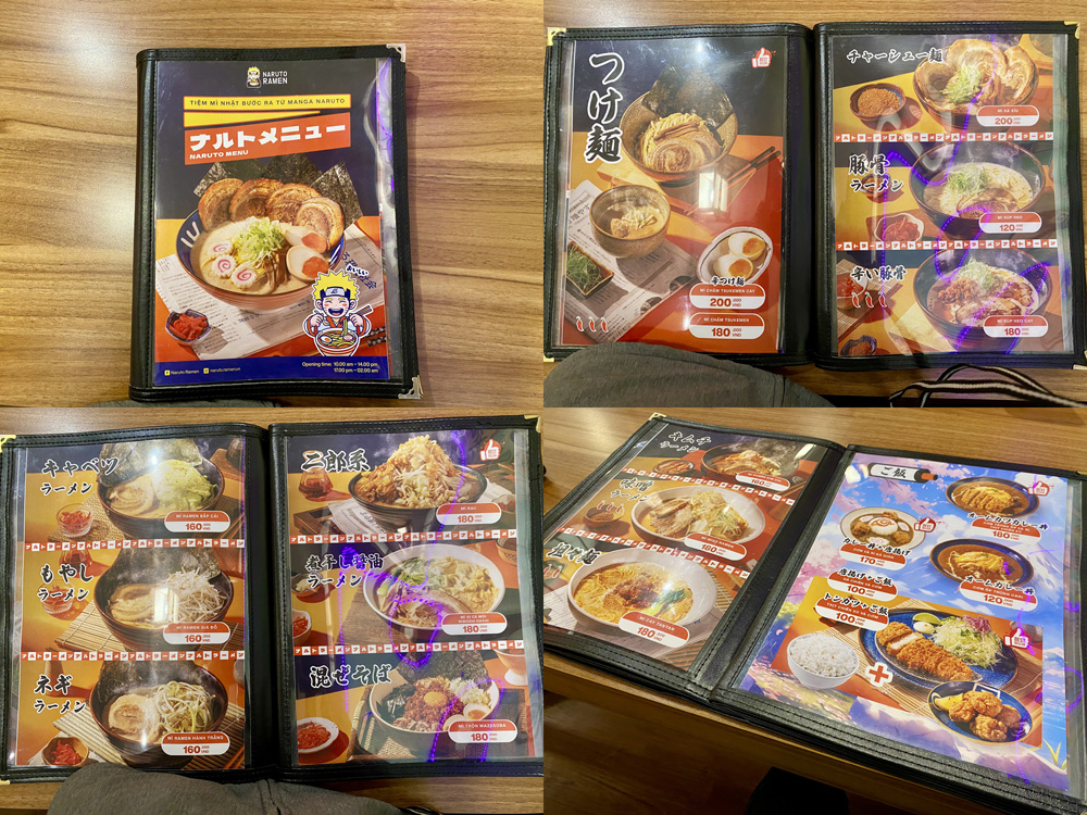 NARUTO RAMENメニュー