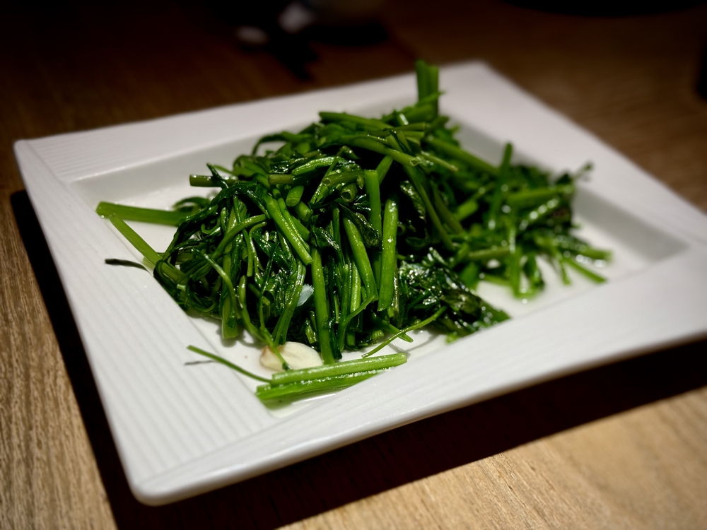 杭州小籠湯包の空心菜
