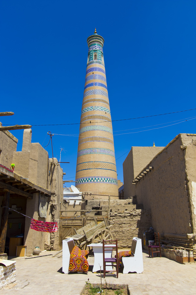 ウズベキスタンヒヴァイスラームホジャミナレット