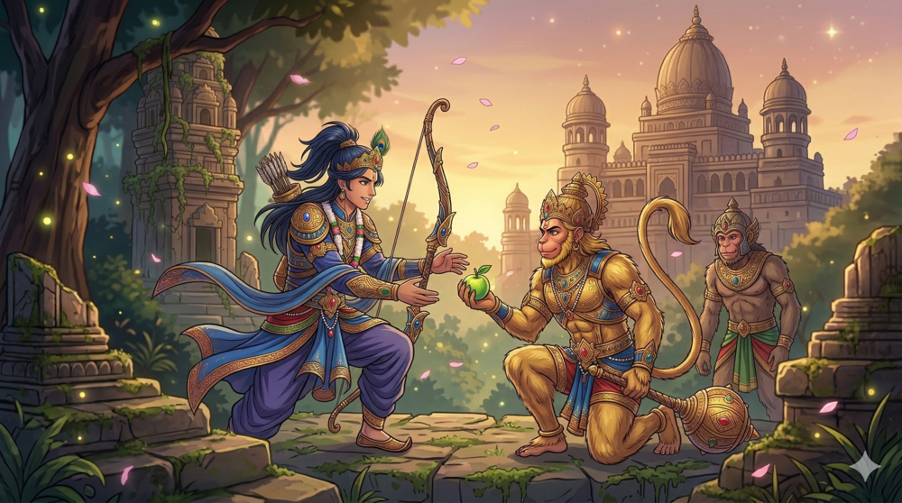 ハヌマーンが忠誠するシーン